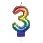 Regenboog Kaars 3 Jaar 8cm, Hobby en Vrije tijd, Verzenden, Nieuw