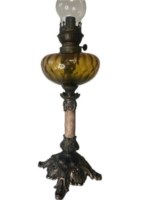 Olielamp - Messing, Glas - Prachtig - Zeldzaam - Groot, Antiek en Kunst, Antiek | Overige Antiek