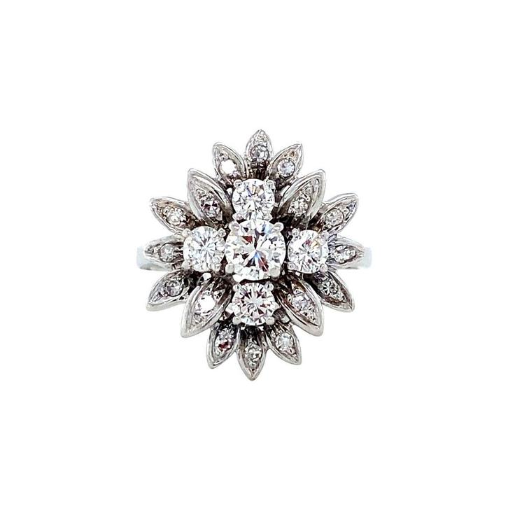 Witgouden vintage prinsessen ring met diamant 18 krt, Sieraden, Tassen en Uiterlijk, Ringen, Nieuw, Ophalen of Verzenden