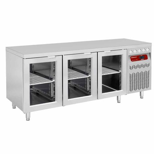 Geventileerde koeltafel, 3 glazen deuren GN 1/1, 405 Lit., Zakelijke goederen, Horeca | Keukenapparatuur, Koelen en Vriezen, Verzenden