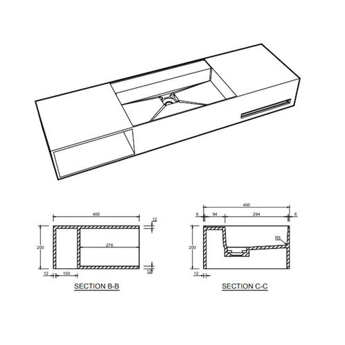 Wastafel Ideavit Solidbliss 140x40x20 cm Solid Surface 1, Doe-het-zelf en Verbouw, Sanitair, Ophalen of Verzenden