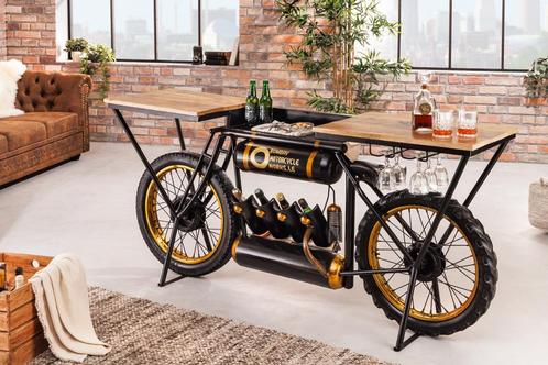 industrieele console MOTORCYCLE 185cm mangohout zwart, Huis en Inrichting, Tafels | Sidetables, Ophalen of Verzenden