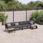 vidaXL 4-delige Loungeset met kussens aluminium zwart, Verzenden, Nieuw, Aluminium, Loungeset