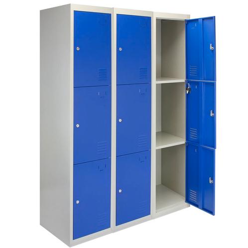 3 x Lockerkast Metaal - Blauw - driedeurs - Per unit:, Zakelijke goederen, Kantoor en Winkelinrichting | Magazijn, Stelling en Opslag