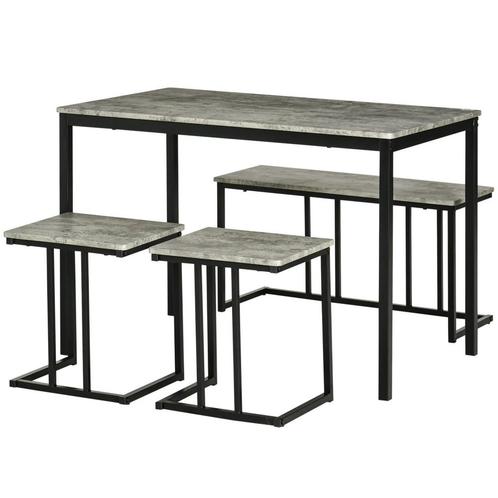 TRUUSK Eetgroep 4-delig, Keukentafelset, Eettafel Met 3 Bank, Huis en Inrichting, Tafels | Eettafels, Nieuw, Verzenden