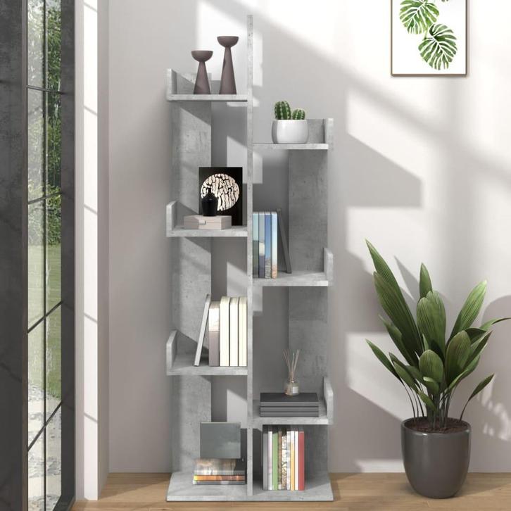 vidaXL Boekenkast 48x25,5x140 cm bewerkt hout betongrijs, Huis en Inrichting, Kasten | Boekenkasten, 25 tot 50 cm, Nieuw, Overige houtsoorten