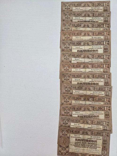 Nederland. - 25 x 1 Gulden 1938 - Zilverbon 1 letter -, Postzegels en Munten, Munten | Nederland