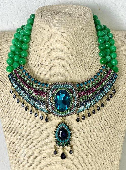 Heidi Daus - Verguld - Halsketting - Kristal Art Deco-stijl, Antiek en Kunst, Curiosa en Brocante