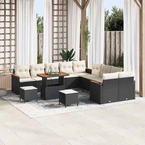 vidaXL Tuin Sofa Set met kussen 13 pcs Zwart Poly riet, Tuin en Terras, Tuinsets en Loungesets, Nieuw, Rotan, Verzenden