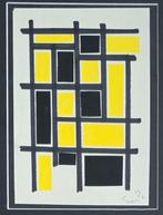 Siep Van Den Berg (1913-1998) - Collage in zwart en geel, Antiek en Kunst