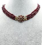 Ketting Verguld Granaat, Sieraden, Tassen en Uiterlijk, Antieke sieraden