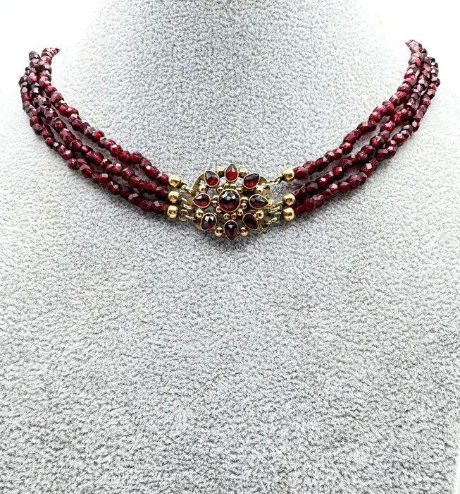 Ketting Verguld Granaat, Sieraden, Tassen en Uiterlijk, Antieke sieraden