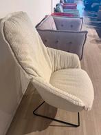 Fauteuil Ruby Teddy wit lounge stoel zwarte stalen frame, Ophalen, Nieuw, 75 tot 100 cm, Stof