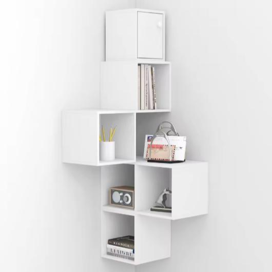 Witte wandplank kubus 6-vaks zwevende boekenkast 48x120x48 c, Huis en Inrichting, Kasten | Wandmeubels, Nieuw, Verzenden