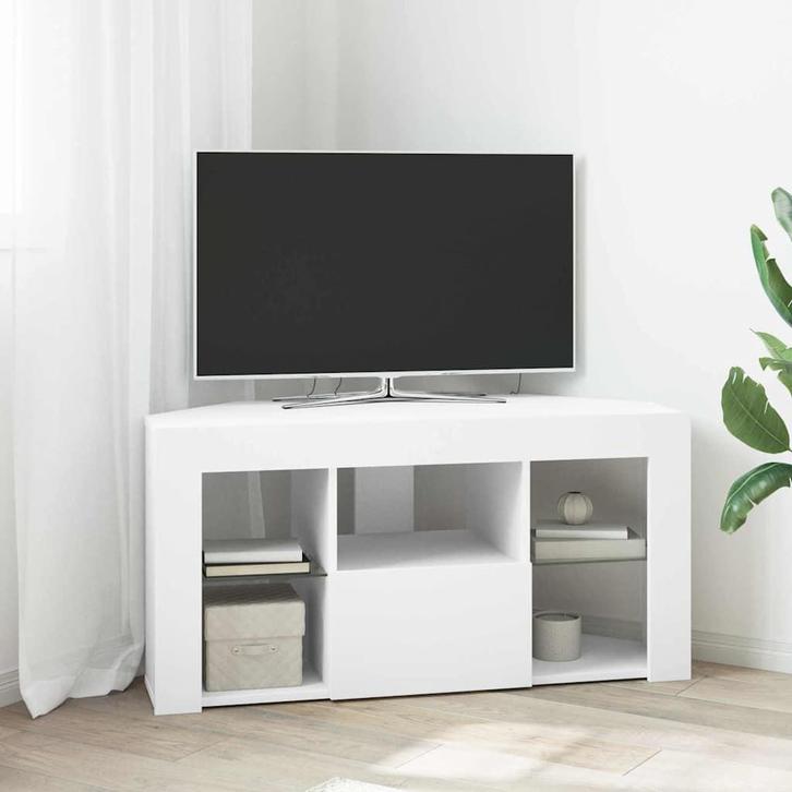 vidaXL Hoek LED TV Kast Wit 100 x 40 x 50 cm Bewerkt hout, Huis en Inrichting, Kasten | Televisiemeubels, Nieuw, Minder dan 50 cm