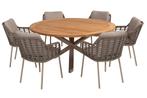 Taste Puglia/Prado 6-persoons ronde dining tuinset Ø160 cm., Tuin en Terras, Tuinsets en Loungesets, Verzenden, Nieuw, Hout, Tuinset