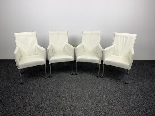 [SET] 4 Verrijdbare stoel Wit, Huis en Inrichting, Stoelen, Wit, Gebruikt, Ophalen of Verzenden