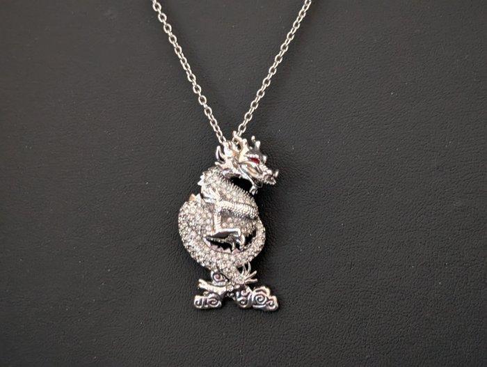 Beeld, Swarovski collier draak scs - 3.7 cm - Metaal,, Antiek en Kunst, Curiosa en Brocante