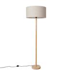 Landelijke vloerlamp hout met lichtbruine kap - Mels, Huis en Inrichting, Lampen | Vloerlampen, Nieuw, Overige materialen, Landelijk