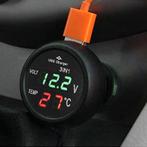 3-in-1 USB Autolader met Voltmeter + Thermometer - 12/24V -, Auto diversen, Verzenden, Nieuw