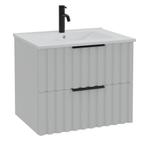 Badkamermeubel Set Fraser 60cm - Hoogglans wit - Met 2 lades, Huis en Inrichting, Verzenden, Nieuw, Wastafelkast