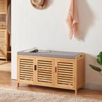 [en.casa] Schoenenkast Selk 50x90x35 cm bamboe grijs, Huis en Inrichting, Kasten | Schoenenkasten, Verzenden, Nieuw