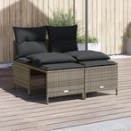 vidaXL 4-delige Loungeset met kussens poly rattan grijs, Verzenden, Nieuw, Rotan, Loungeset