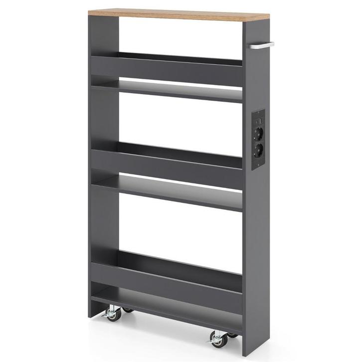 LIVSK opbergkar op wieltjes - 4 niveaus met oplaadstation -, Doe-het-zelf en Verbouw, Zwenkwielen, Nieuw, Verzenden