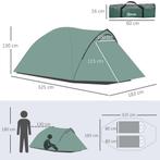 TRUUSK 2-Persoons Campingtent - Grijs - 190T Polyester - Gla, Caravans en Kamperen, Verzenden, Nieuw