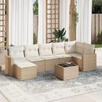 vidaXL 8-delige Loungeset met kussens poly rattan beige, Tuin en Terras, Tuinsets en Loungesets, Verzenden, Nieuw, Rotan, Loungeset