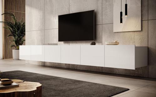 Meubella TV-Meubel Calabas wit hoogglans 300 cm hangend, Huis en Inrichting, Kasten | Televisiemeubels, Minder dan 100 cm, 25 tot 50 cm