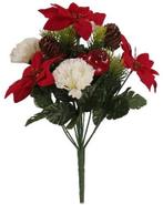 Kerstster kerstroos boeket met anjer en dennenappel, Huis en Inrichting, Woonaccessoires | Kunstplanten en Kunstbloemen, Ophalen of Verzenden