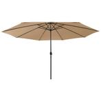 vidaXL Parasol met LED-verlichting 400 cm taupe, Tuin en Terras, Verzenden, Nieuw, Meer dan 4 meter