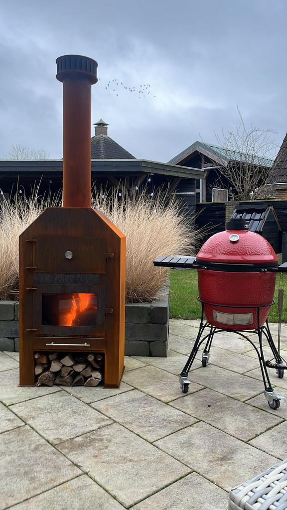 Tuinhaard met pizzaoven Cortenstaal, Tuin en Terras, Pizzaovens, Nieuw, Verzenden