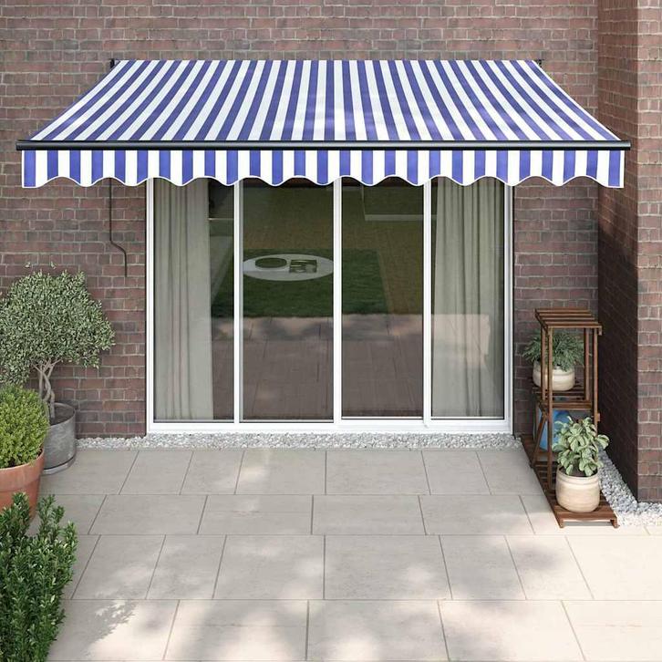 vidaXL Luifel elektrisch uitschuifbaar 3,5x2,5 m blauw en, Tuin en Terras, Zonneschermen, Nieuw, Verzenden