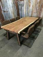 boomstam tafel teak boomstamtafel robuuste eettafel, 200 cm of meer, 50 tot 100 cm, Nieuw, Rechthoekig