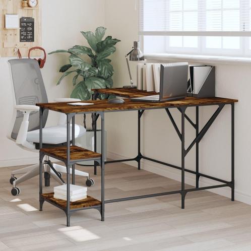 vidaXL Bureau 139x139x75 cm bewerkt hout gerookt, Huis en Inrichting, Bureaus, Nieuw, Verzenden