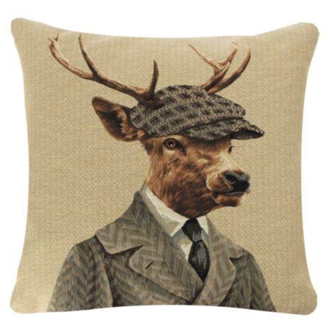 gobelin kussen jagers pet hert 45x45cm, Huis en Inrichting, Woonaccessoires | Overige, Verzenden