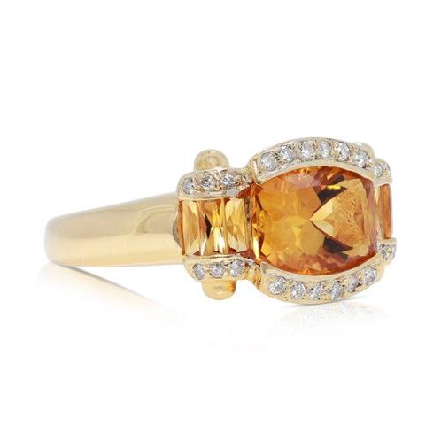 Ring - 18 karaat Geel goud - 1.16ct. tw. Citrien - Diamant, Sieraden, Tassen en Uiterlijk, Ringen