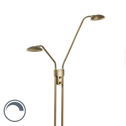 Moderne vloerlamp brons met leeslamp incl. LED - Eva, Huis en Inrichting, Lampen | Vloerlampen, Nieuw, Overige materialen, 100 tot 150 cm
