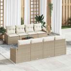 vidaXL Tuinbankenset met kussen 9 pcs Beige poly rattan, Verzenden, Nieuw, Rotan