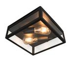 Industriële buiten plafondlamp zwart 2-lichts - Rotterdam, Nieuw, Overige materialen, 50 tot 250 watt