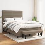 vidaXL Boxspring met matras stof taupe 140x200 cm, Verzenden, 140 cm, 200 cm, Stof
