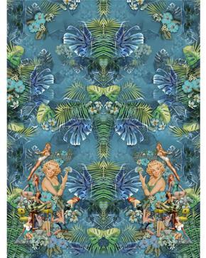 Tricot Paneel Tropical Retro, Hobby en Vrije tijd, Stoffen en Lappen, Overige kleuren, Nieuw
