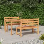 vidaXL 3-delige Tuinset massief teakhout, 4 zitplaatsen, Verzenden, Teakhout, Nieuw