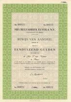Meubelfabriek Elveka te Beesd (Gld.): aandeel 1962, Postzegels en Munten, Aandelen en Waardepapieren, Ophalen of Verzenden, 1950 tot 1970