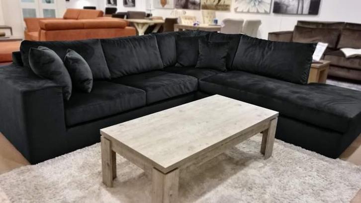 Hoekbank Loenen - hoekbanken - Zwart, Huis en Inrichting, Banken | Sofa's en Chaises Longues, Nieuw, Stof