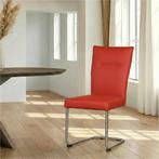 Leren eetkamerstoel Retro - Toledo Siegelstein (rood) -, Huis en Inrichting, Ophalen of Verzenden, Nieuw, Leer, Modern