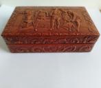 Sigarettendoos - Hout, Leder - Leder Relief, Antiek en Kunst