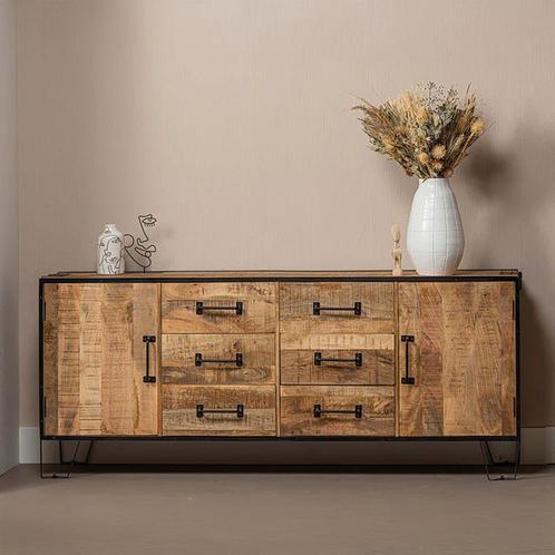 Dressoir Mangohout Neal 190 cm, Huis en Inrichting, Kasten | Dressoirs, 150 tot 200 cm, 25 tot 50 cm, Nieuw, Overige houtsoorten